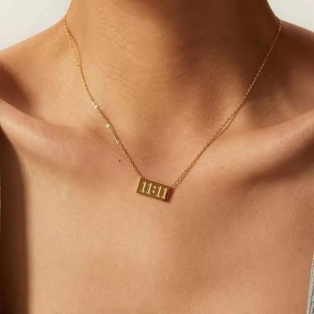 11:11 Pendant Necklace for Women & Girls | Gold Tone Stainless Steel Necklace
