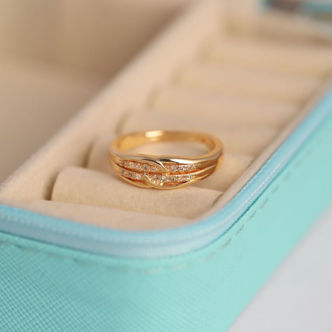 Adjustable Interlocking Knot Ring for Women | Gold Plated CZ Ring