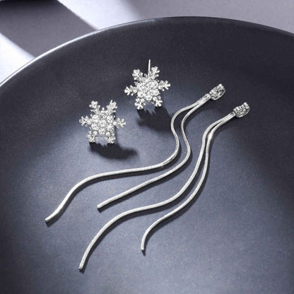 Trendy Crystal Snowflake Long Chain Earrings
