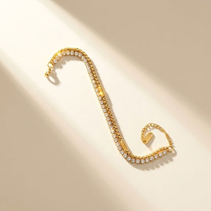 Cubic Zirconia Tennis Bracelet for Women | Gold Tone Crystal Bracelet