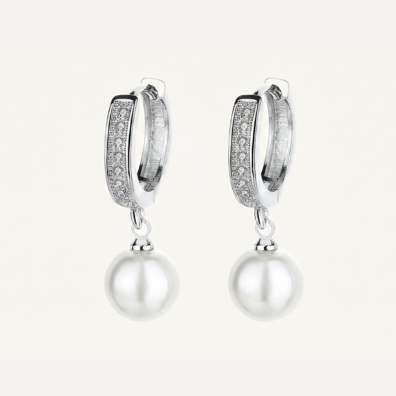 CZ Studded Bali Earrings with Pearl Drop