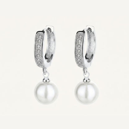 CZ Studded Bali Earrings with Pearl Drop