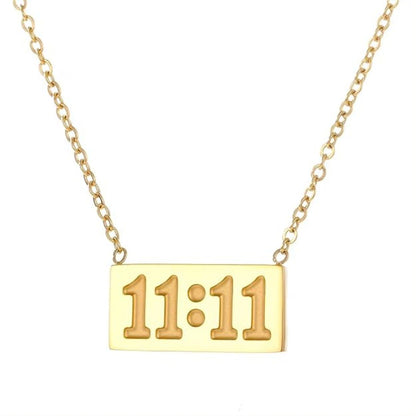 11:11 Pendant Necklace for Women & Girls | Gold Tone Stainless Steel Necklace