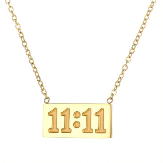 11:11 Pendant Necklace for Women & Girls | Gold Tone Stainless Steel Necklace