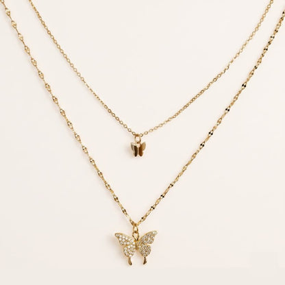 Double Layer Butterfly Necklace