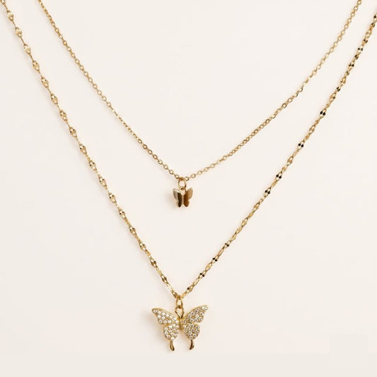 Double Layer Butterfly Necklace