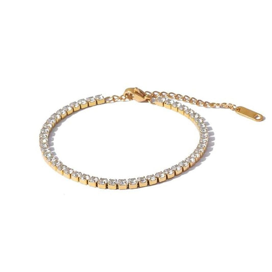 Anti Tarnish Gold Plated Tennis Bracelet for Women | Stainless Steel Fine Diamond Bracelet