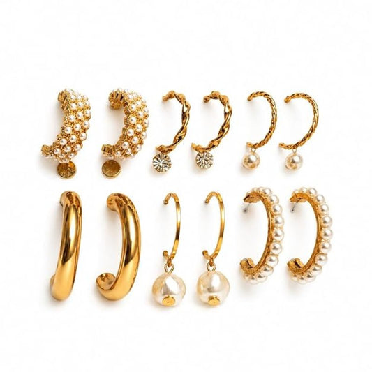 Combo of 9 Pair Gold Earrings Set for Women & Girls