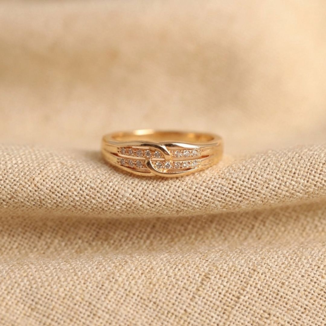 Adjustable Interlocking Knot Ring for Women | Gold Plated CZ Ring