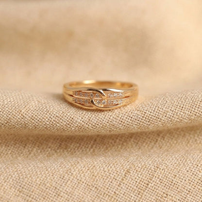 Adjustable Interlocking Knot Ring for Women | Gold Plated CZ Ring