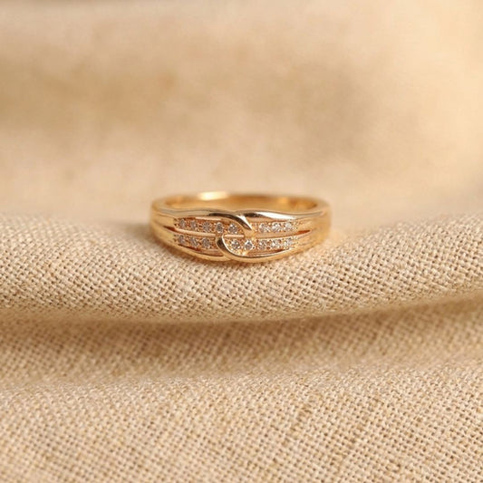 Adjustable Interlocking Knot Ring for Women | Gold Plated CZ Ring