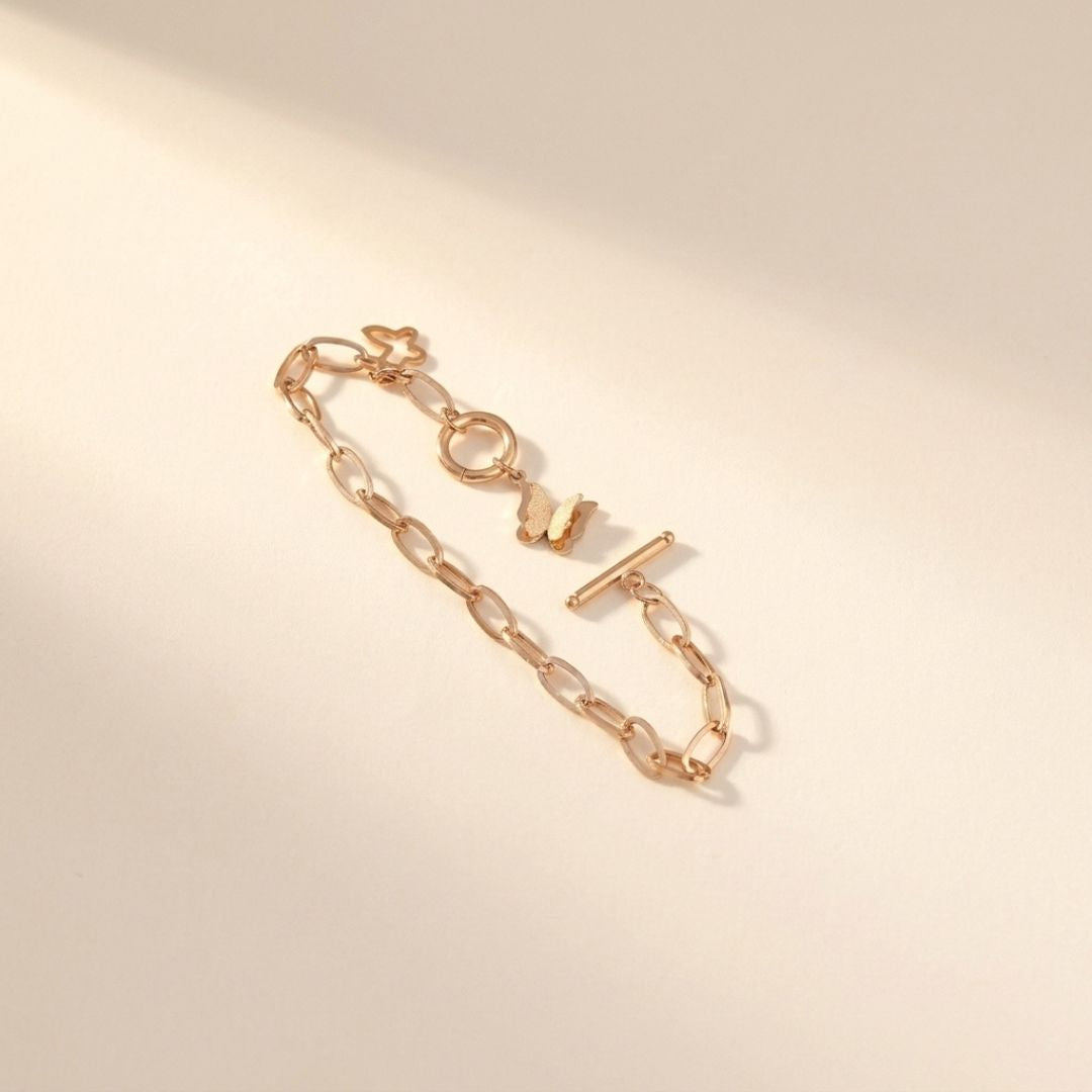 Delicate Butterfly Charm Bracelet for Women | Gold-Tone Chain Bracelet