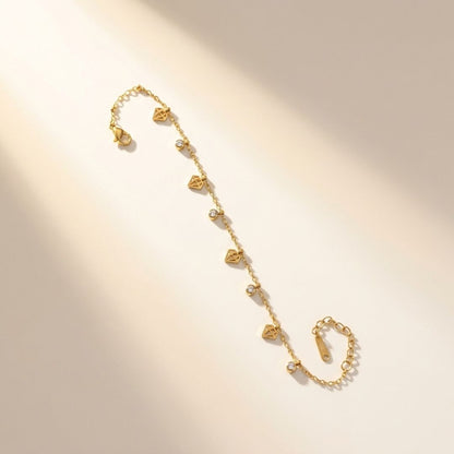 Diamond Charm Chain Bracelet for Women | Gold-Tone Crystal Link Bracelet | PRIONORI