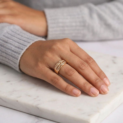 Adjustable Interlocking Knot Ring for Women | Gold Plated CZ Ring