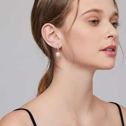 CZ Studded Bali Earrings with Pearl Drop