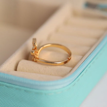 Adjustable Butterfly Ring for Women | Gold Plated Ring with Sparkling CZ Stones | Anti Tarnish Fashion Ring