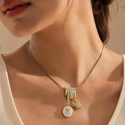 Anti Tarnish Pendant Necklace for Women | Gold Plated Dual Pendant Locket Necklace