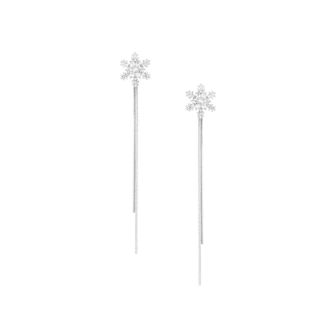 Trendy Crystal Snowflake Long Chain Earrings