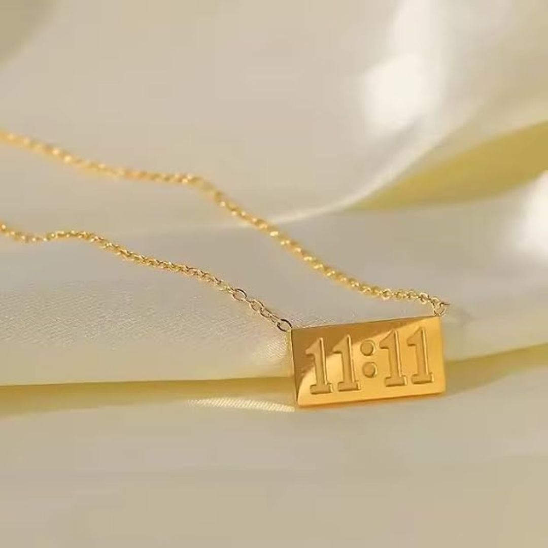 11:11 Pendant Necklace for Women & Girls | Gold Tone Stainless Steel Necklace