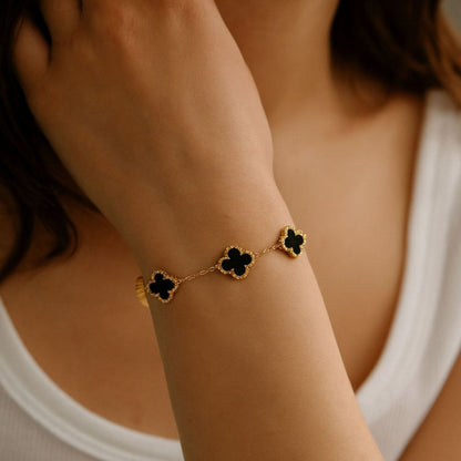 Black Four Leaf Clover Bracelet