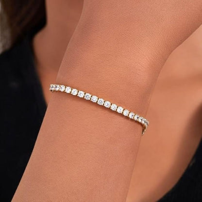 Anti Tarnish Gold Plated Tennis Bracelet for Women | Stainless Steel Fine Diamond Bracelet