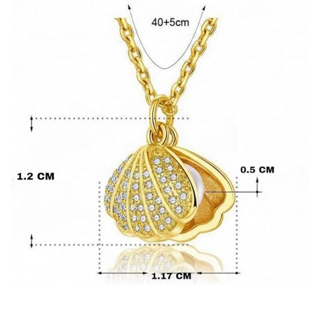 Shell Pearl Locket Pendant Necklace for Women | Gold Plated Openable Seashell Pendant
