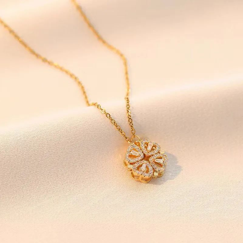 2-in-1 Dual Styling Magnetic Clover Pendant Necklace