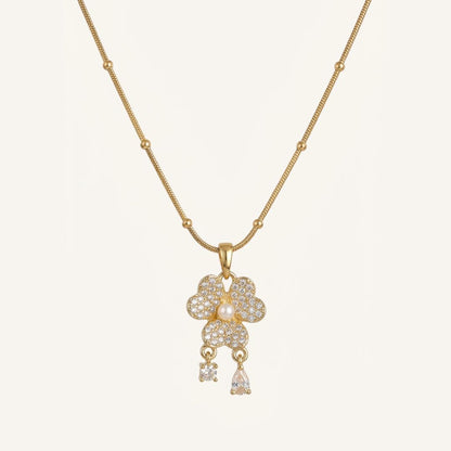 Floral Pearl Pendant Necklace for Women | Gold Plated Anti Tarnish Necklace