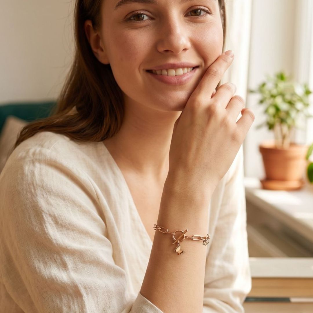 Delicate Butterfly Charm Bracelet for Women | Gold-Tone Chain Bracelet