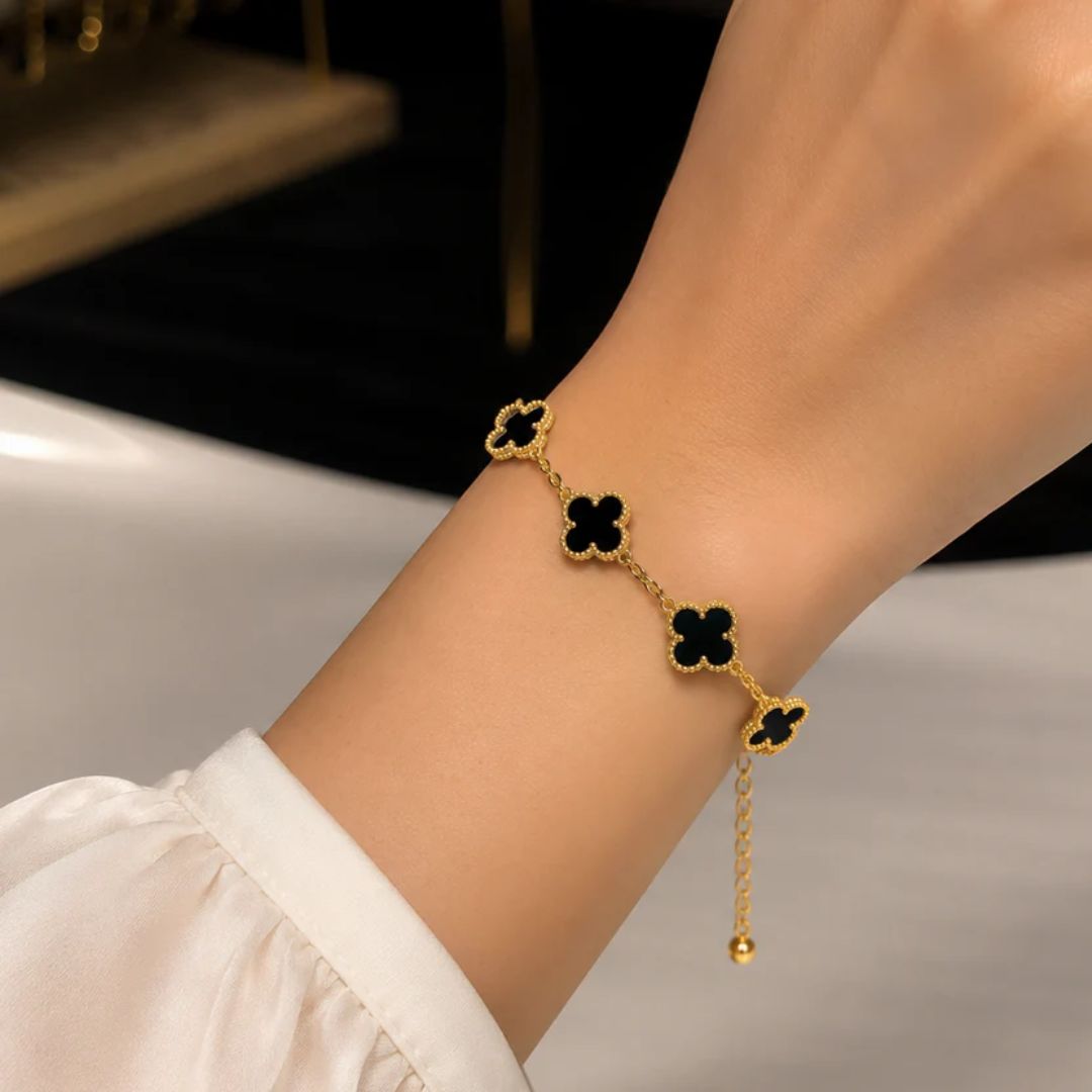 Black Four Leaf Clover Bracelet