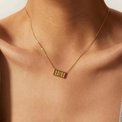 11:11 Pendant Necklace for Women & Girls | Gold Tone Stainless Steel Necklace