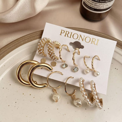 Combo of 9 Pair Gold Earrings Set for Women & Girls