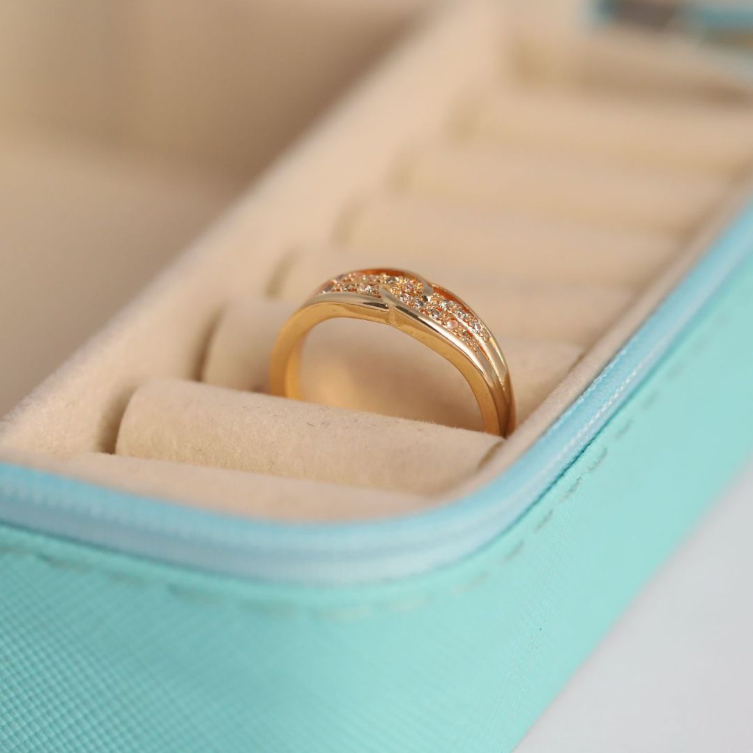 Adjustable Interlocking Knot Ring for Women | Gold Plated CZ Ring