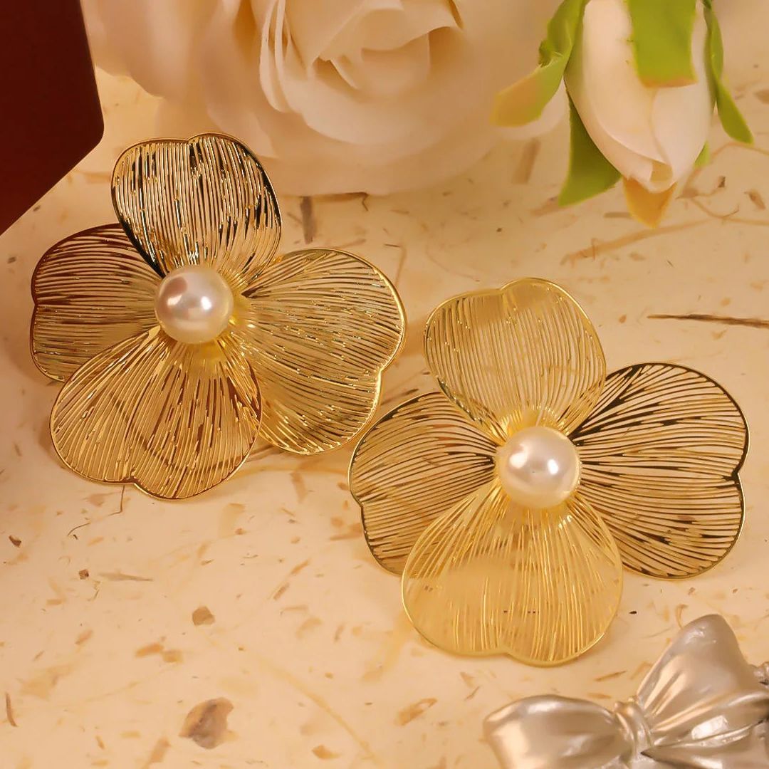 Petal Pearl Statement Earrings