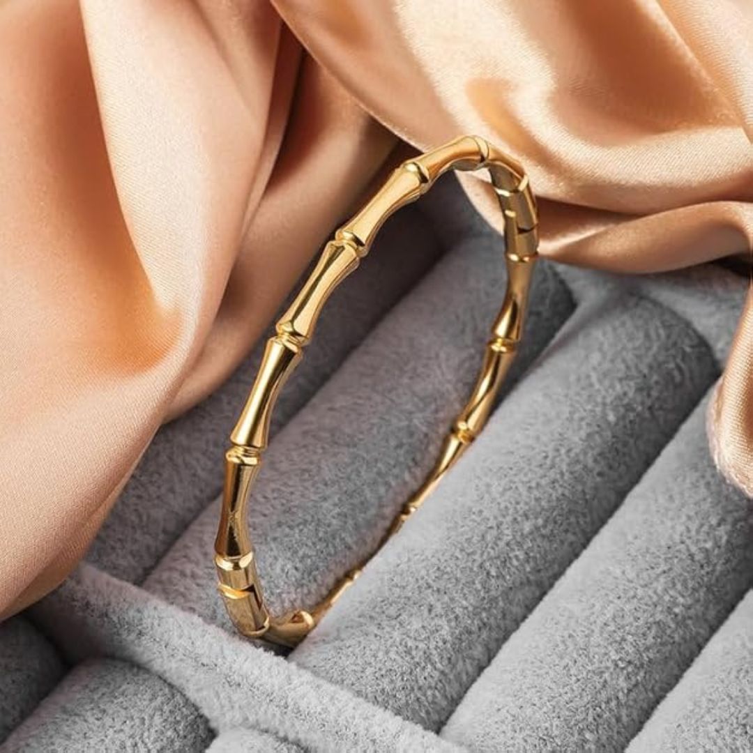 Elegant CZ Open Cuff Bracelet for Women | Gold Tone Adjustable Kada