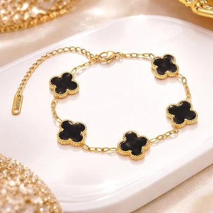 Black Four Leaf Clover Bracelet
