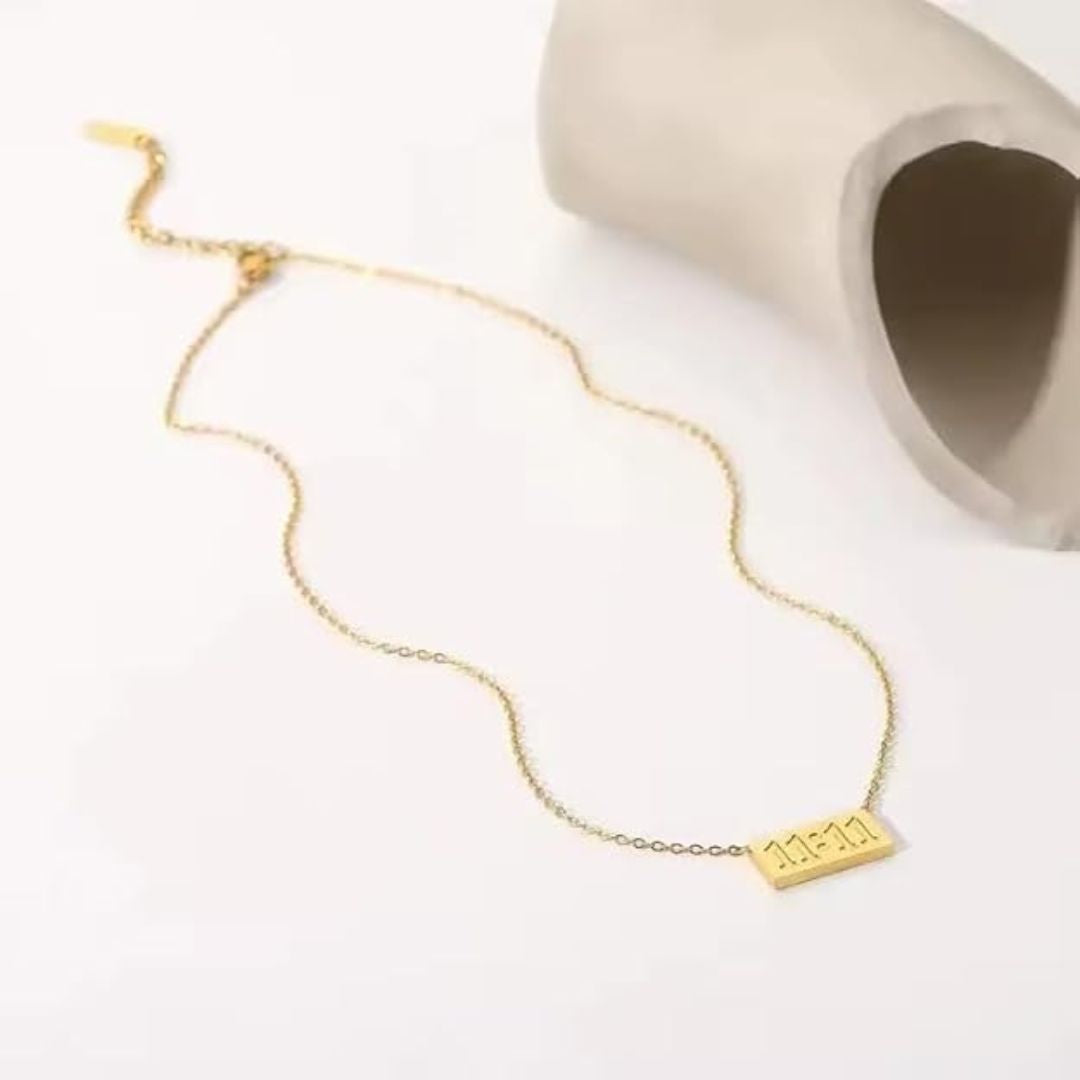 11:11 Pendant Necklace for Women & Girls | Gold Tone Stainless Steel Necklace
