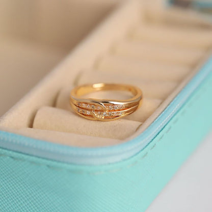 Adjustable Interlocking Knot Ring for Women | Gold Plated CZ Ring