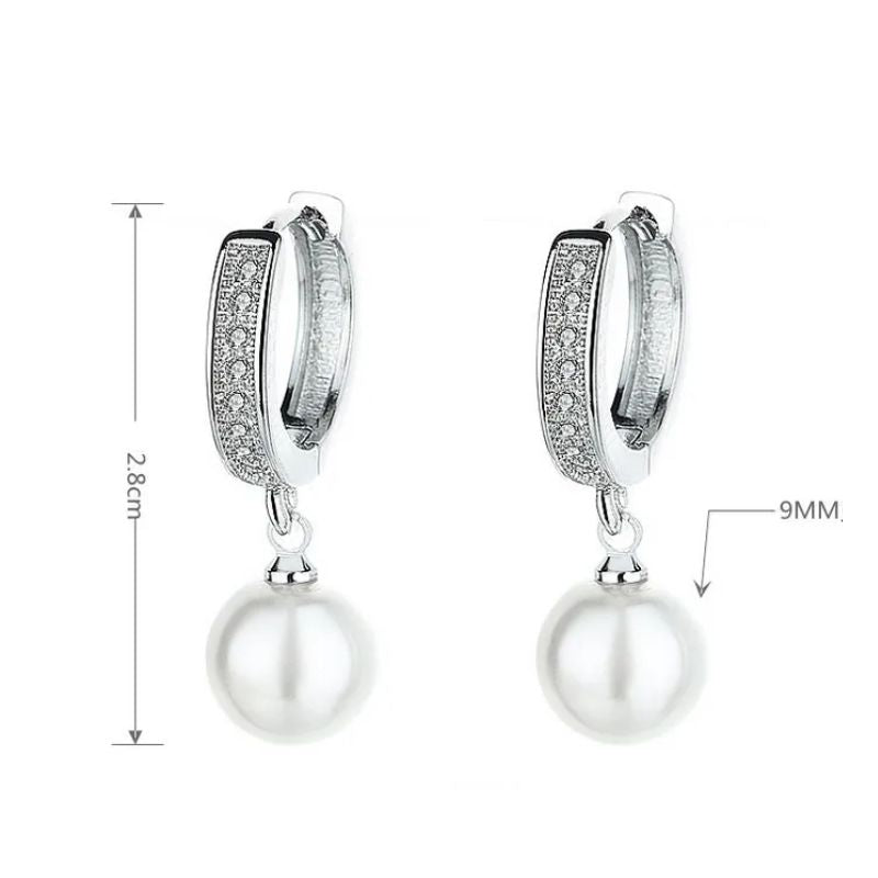 CZ Studded Bali Earrings with Pearl Drop