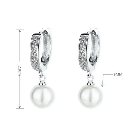 CZ Studded Bali Earrings with Pearl Drop