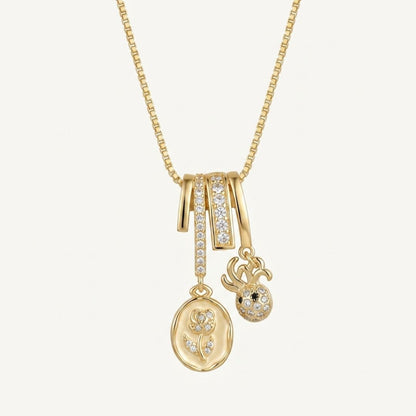 Anti Tarnish Pendant Necklace for Women | Gold Plated Dual Pendant Locket Necklace