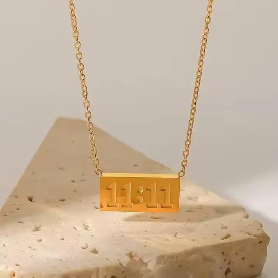 11:11 Pendant Necklace for Women & Girls | Gold Tone Stainless Steel Necklace
