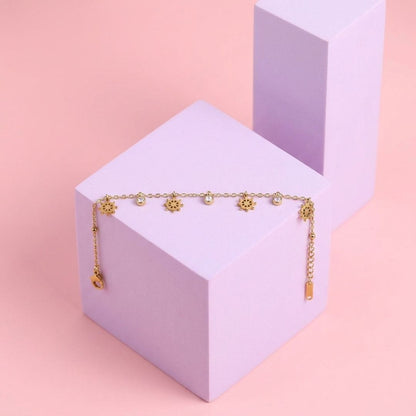 Gold Ship Wheel Charm Bracelet for Women | Crystal  Chain Bracelet