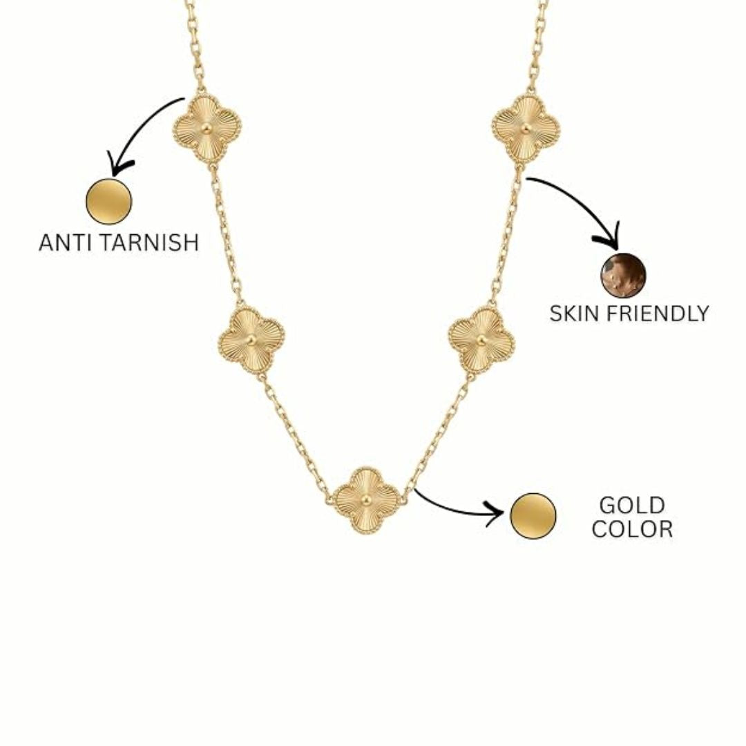 Clover Necklace for Women | Four Leaf Clover Gold Plated Necklace