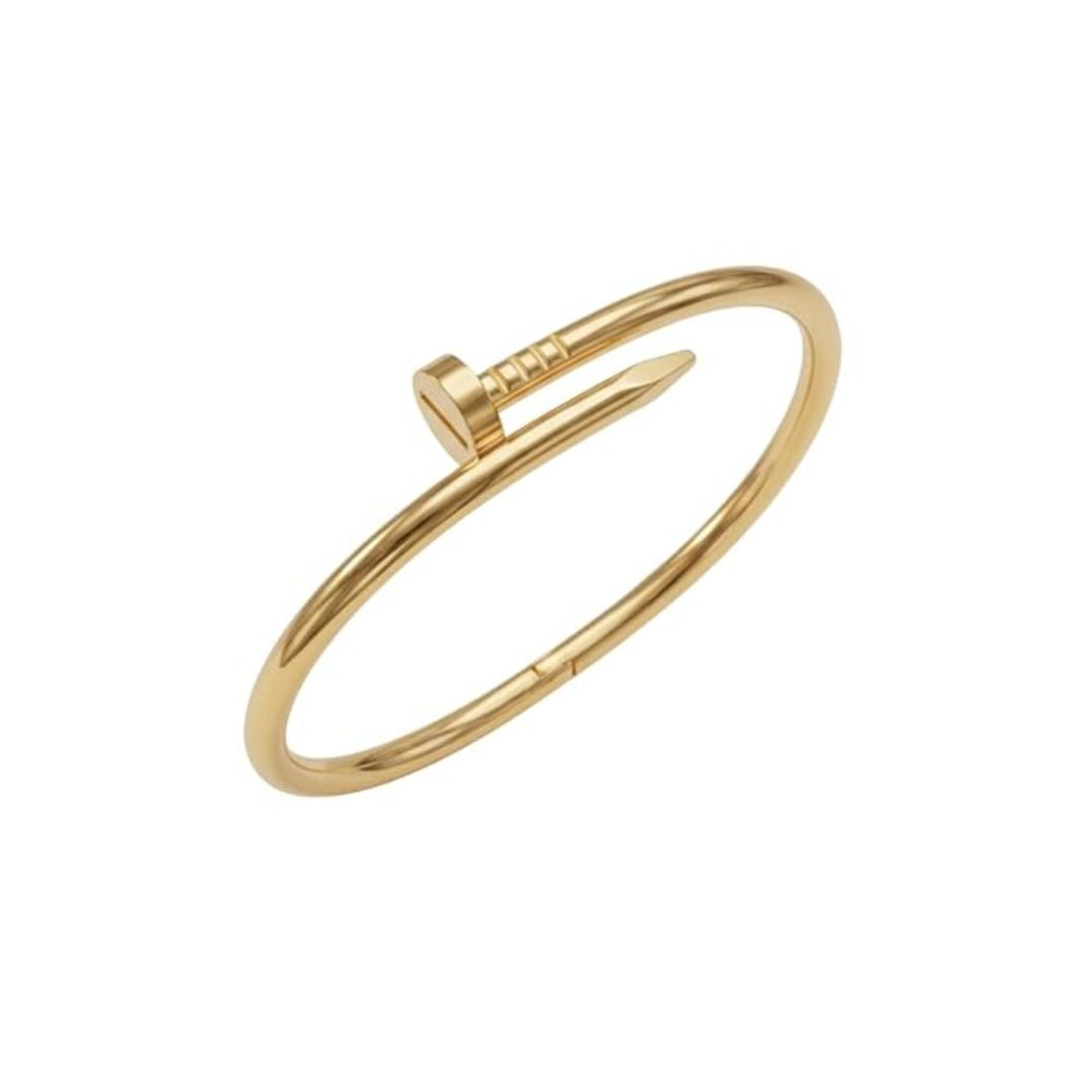 Gold Plated Nail Design Bracelet for Women | Anti Tarnish Stainless Steel Open Cuff Kada