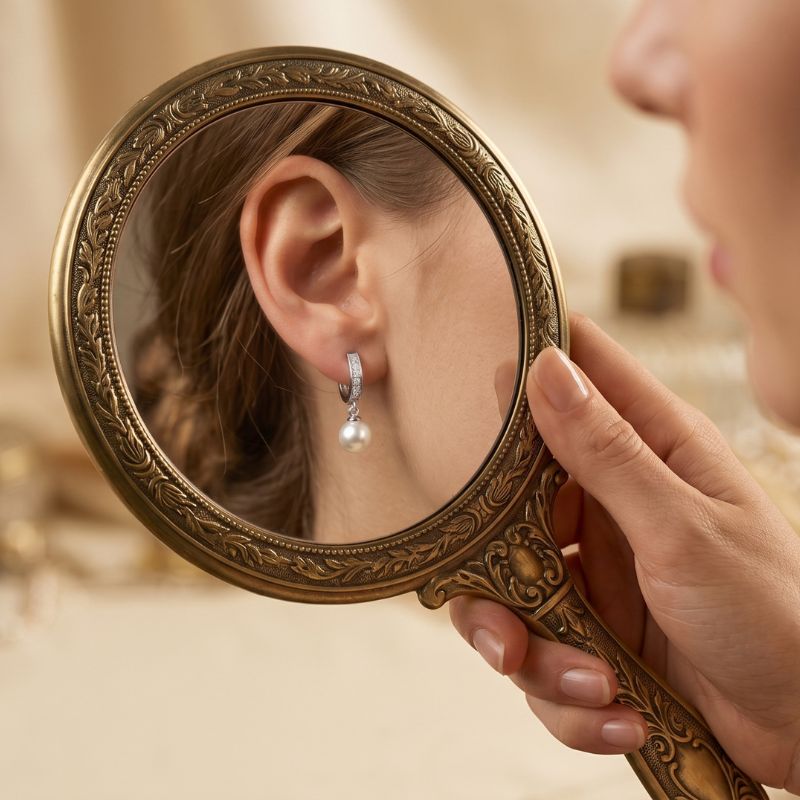 CZ Studded Bali Earrings with Pearl Drop