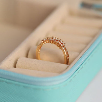 Adjustable Double Row Pave Band Ring for Women | Gold Plated CZ Band Ring