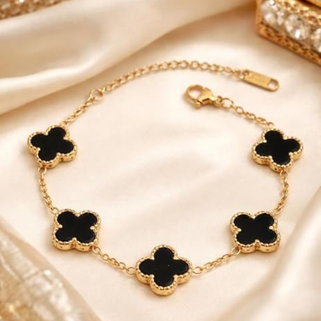 Black Four Leaf Clover Bracelet