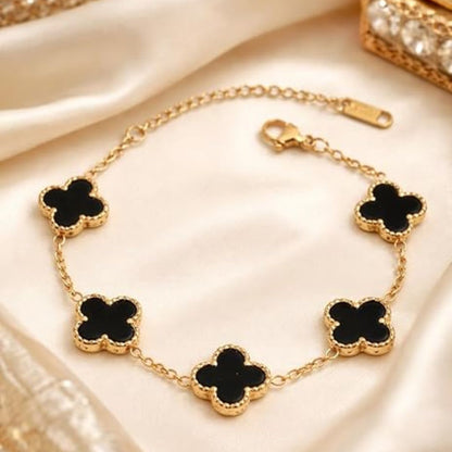 Black Four Leaf Clover Bracelet