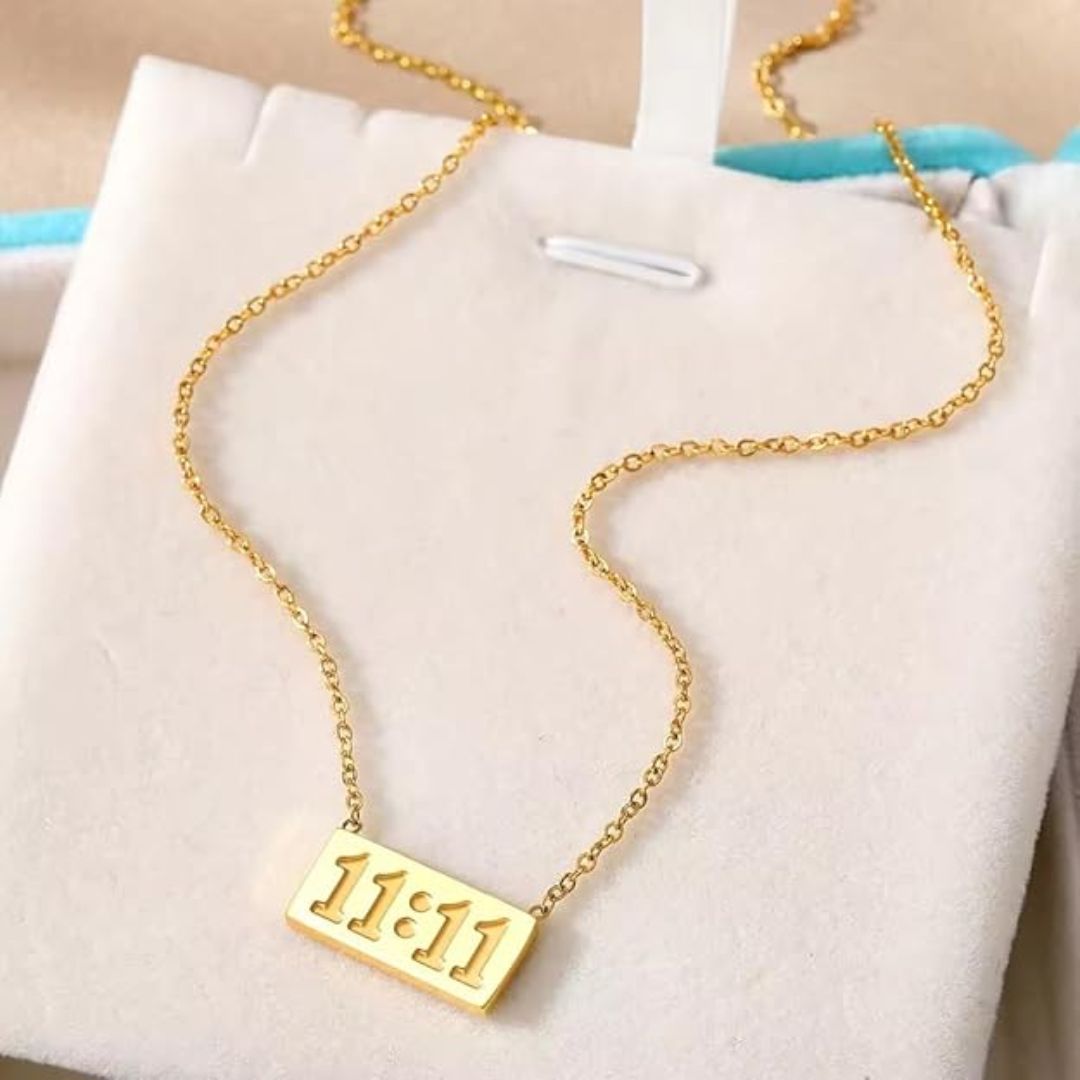 11:11 Pendant Necklace for Women & Girls | Gold Tone Stainless Steel Necklace